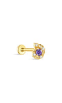 Kosiner 18K vergoldetes S925 Silber Conch Purple CZ Flatback Stud Close-Up Detail