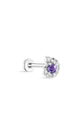 Kosiner S925 Sterling Silber Conch Purple CZ Flatback Labret-Ohrstecker mit Innengewinde