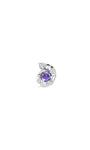 Kosiner polierter S925-Silber-Pavé-Ohrring mit lila CZ-Muschel und flacher Rückseite