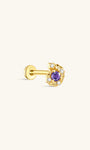 Kosiner 18K vergoldeter S925 Silber Conch Lila CZ Flatback Labret Ohrstecker mit Innengewinde