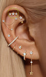 KOSINER 925 Silver Star Labradorite Stud in Curated Ear Stack, Celestial Piercing Look