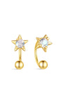 KOSINER 925 Silver Star Labradorite Open Huggie Stud, gioielli penetranti placcati in oro 18 carati