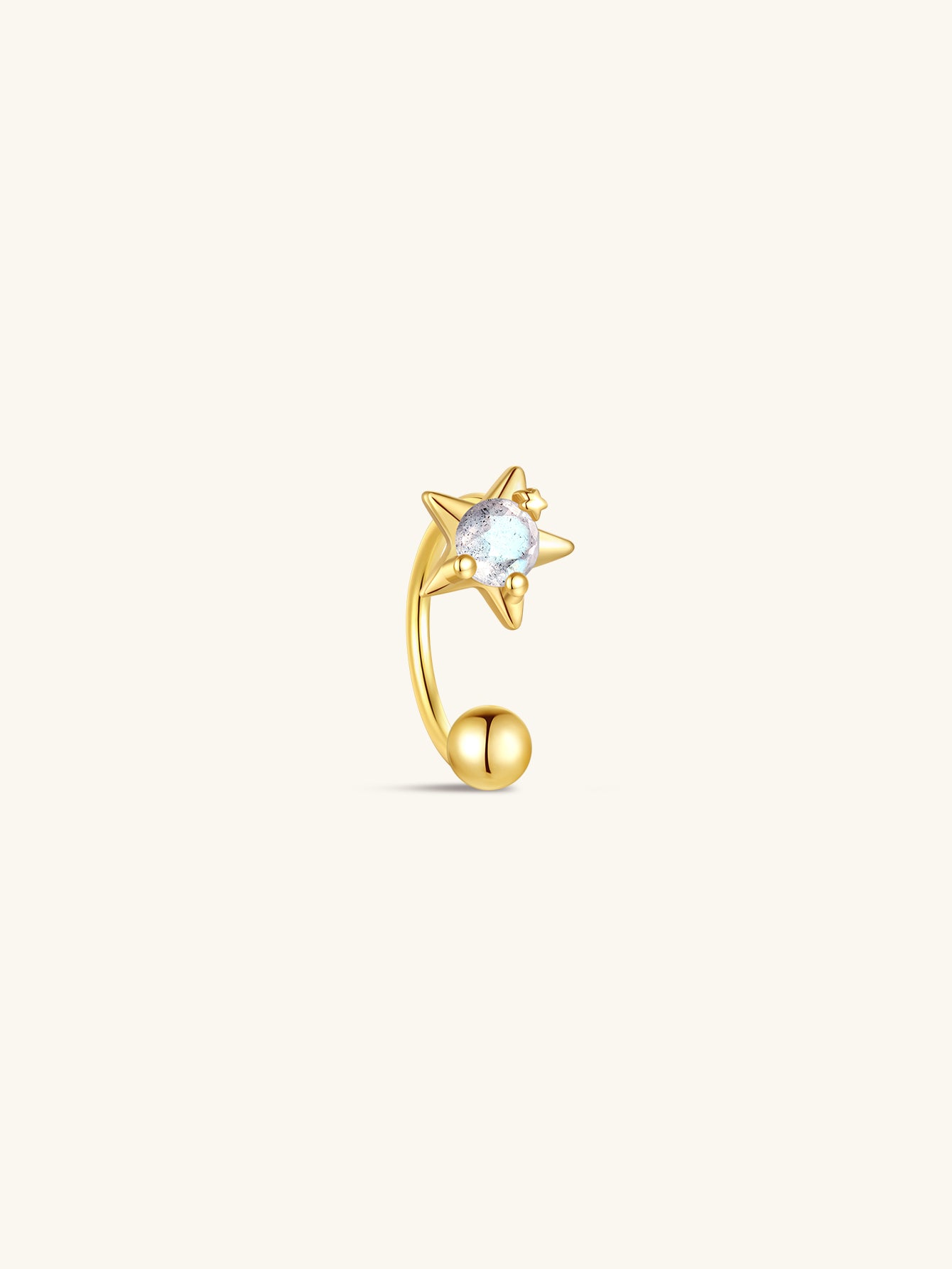 KOSINER Star Labradorite Open Huggie Stud Close-Up, pietra preziosa blu flash con retro a vite