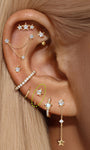 KOSINER Star Moon Labradorit Offener Huggie-Ohrstecker in kuratiertem Ohrstapel, himmlischer Piercing-Look