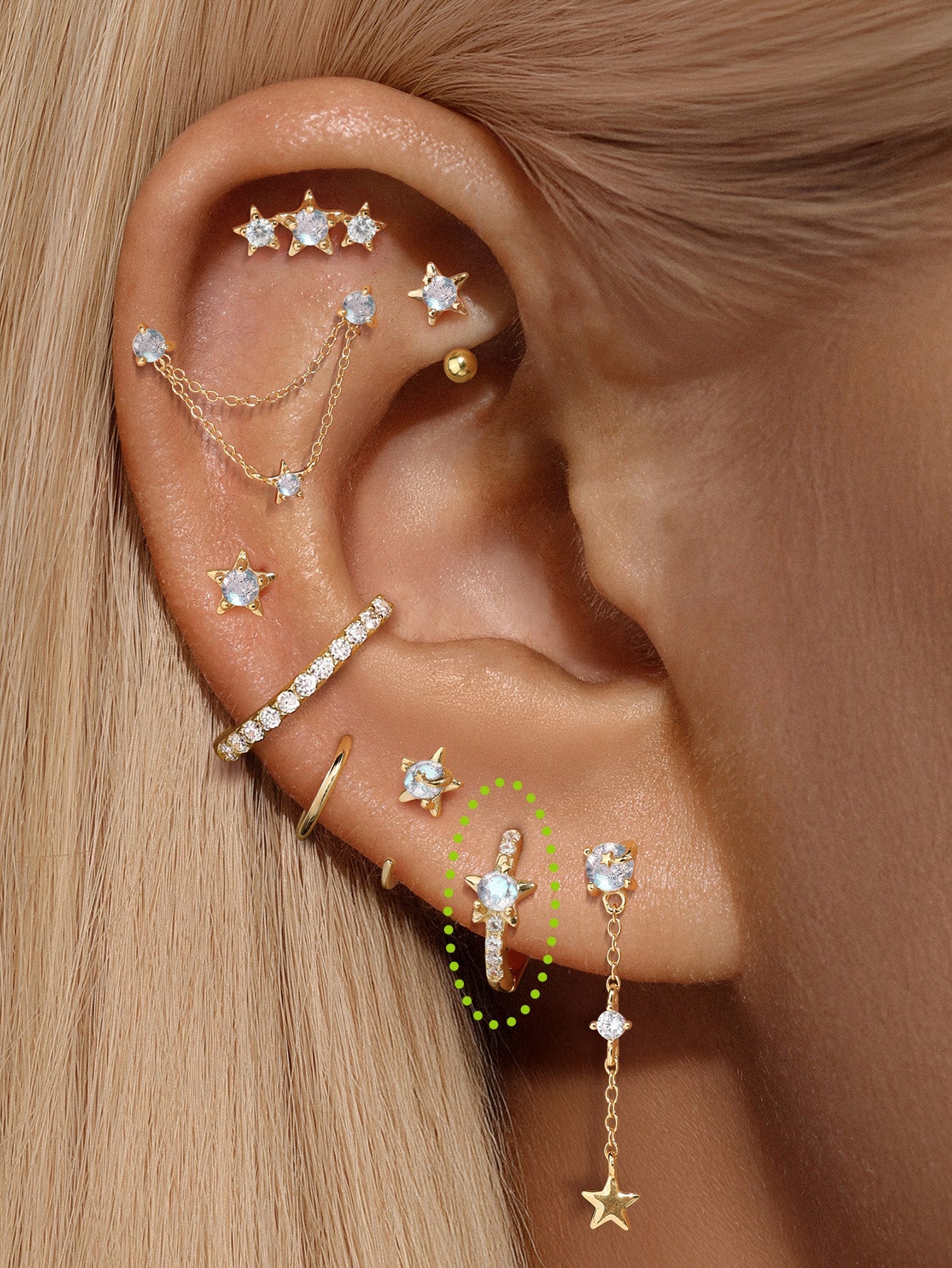 S925 Star Blue Flash Labradorite Hoop Earrings - Kosinerjewelry-2