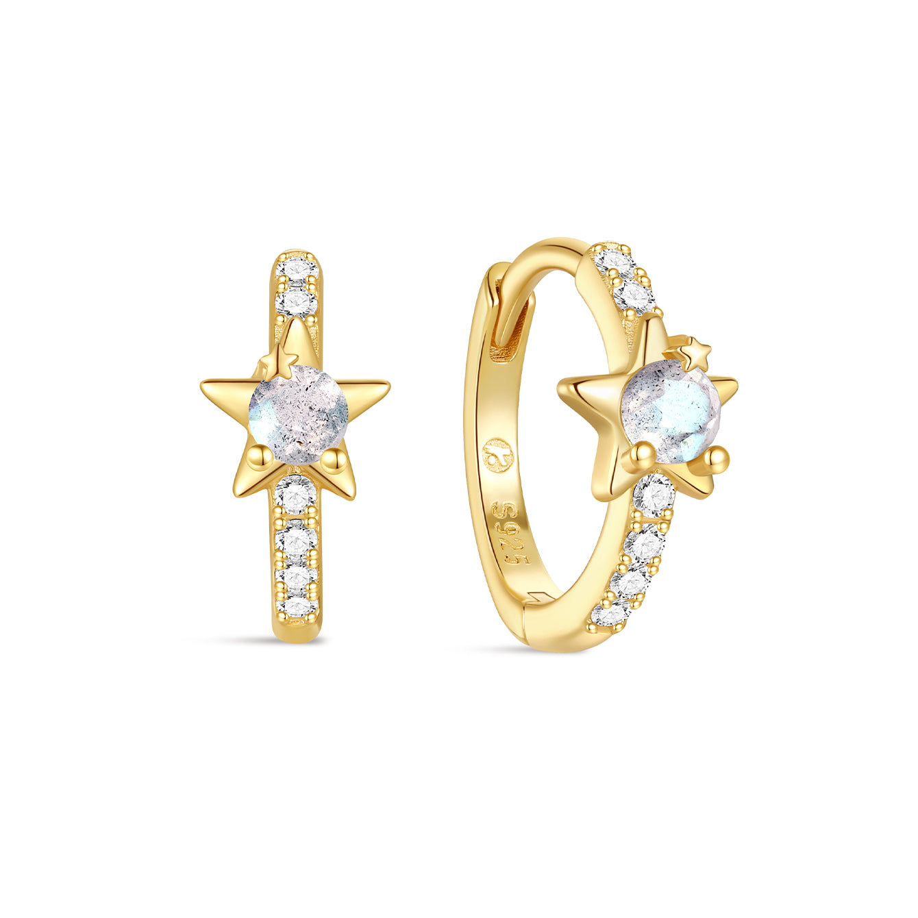 S925 Star Blue Flash Labradorite Hoop Earrings - Kosinerjewelry-3