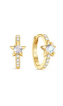 KOSINER Orecchino a cerchio in labradorite con stella in argento 925 con accenti CZ, gioielli penetranti placcati in oro 18 carati