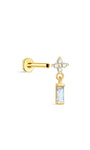 KOSINER Four-Leaf Clover Labradorite Flatback Disassembled View, Internally Threaded Post