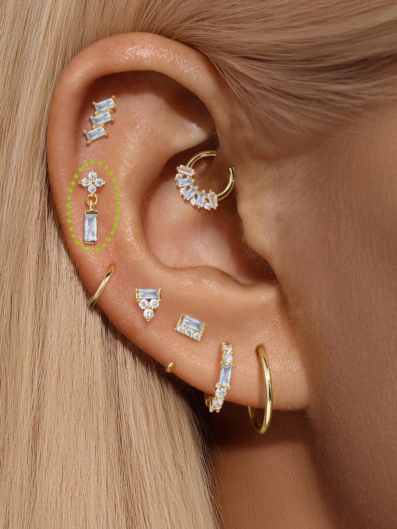 S925 Four-Leaf Clover Paved Zircon & Blue Flash Labradorite Flatback Stud - Kosinerjewelry-2