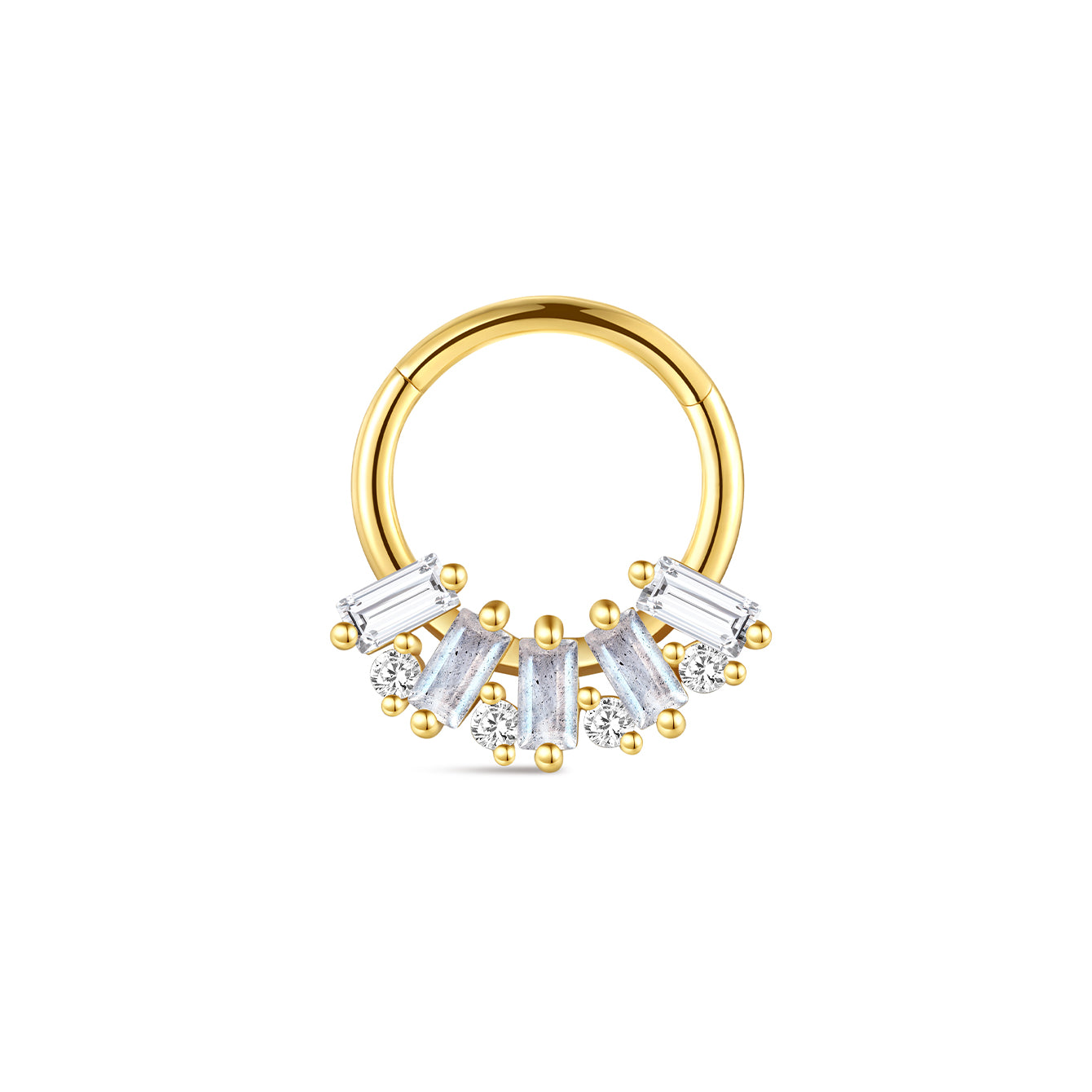 S925 Classic Faceting Blue Flash Labradorite Cartilage Hoop Earrings - Kosinerjewelry