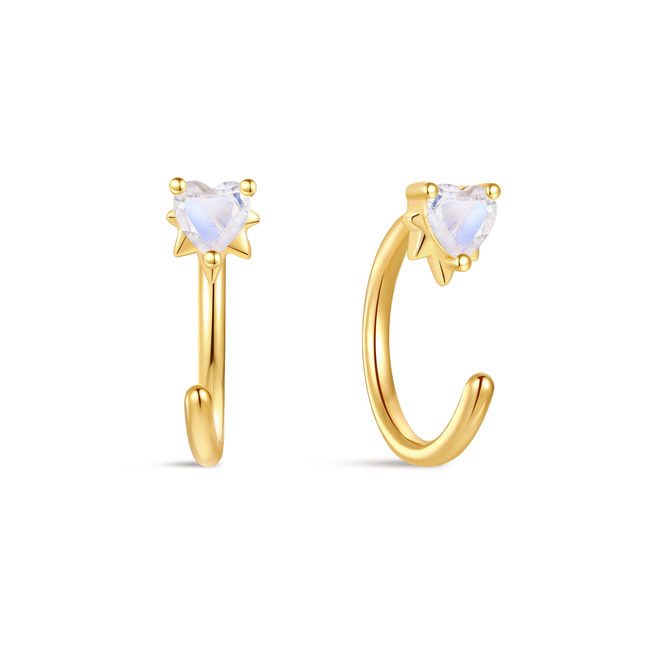 kosiner jewelry S925 Love Moonstone Open Huggies Earrings