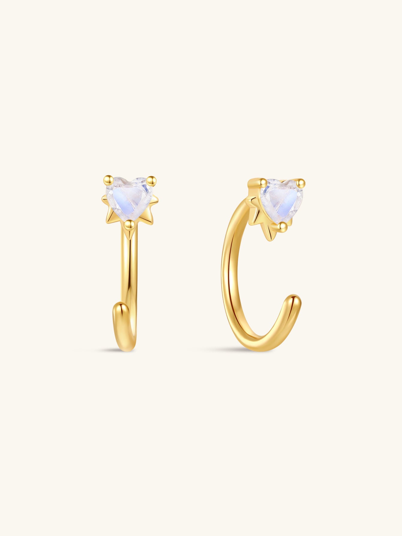 kosiner jewelry S925 Love Moonstone Open Huggies Earrings