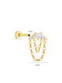 kosiner jewelry S925 Love Moonstone Chain Tassel Flatback Stud