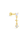 kosiner jewelry S925 Love Moonstone Dangle Flatback Stud
