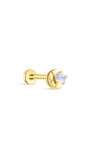 kosiner jewelry S925 Stars & Moon Moonstone Flatback Stud