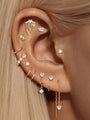 kosiner jewelry S925 Stars & Moon Moonstone Flatback Stud