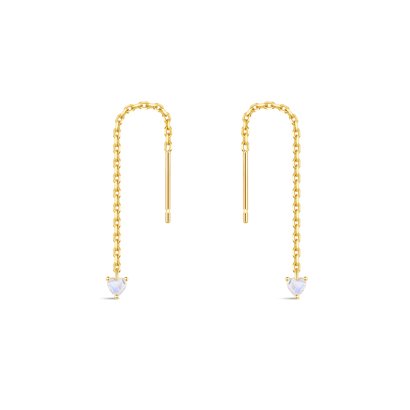 kosiner jewelry S925 Love Moonstone Tassel Chain Hoop Charm Ear Wire