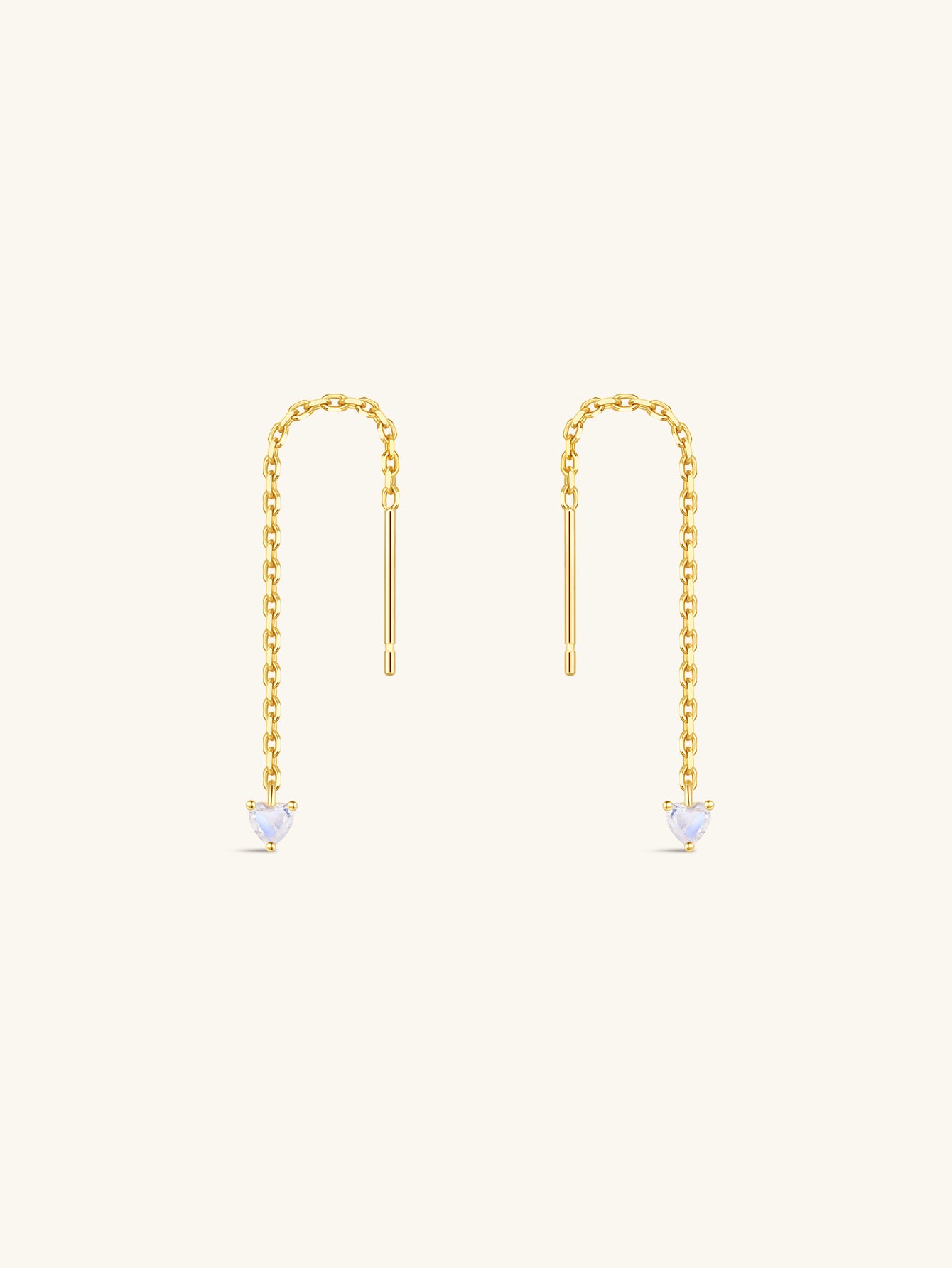 kosiner jewelry S925 Love Moonstone Tassel Chain Hoop Charm Ear Wire