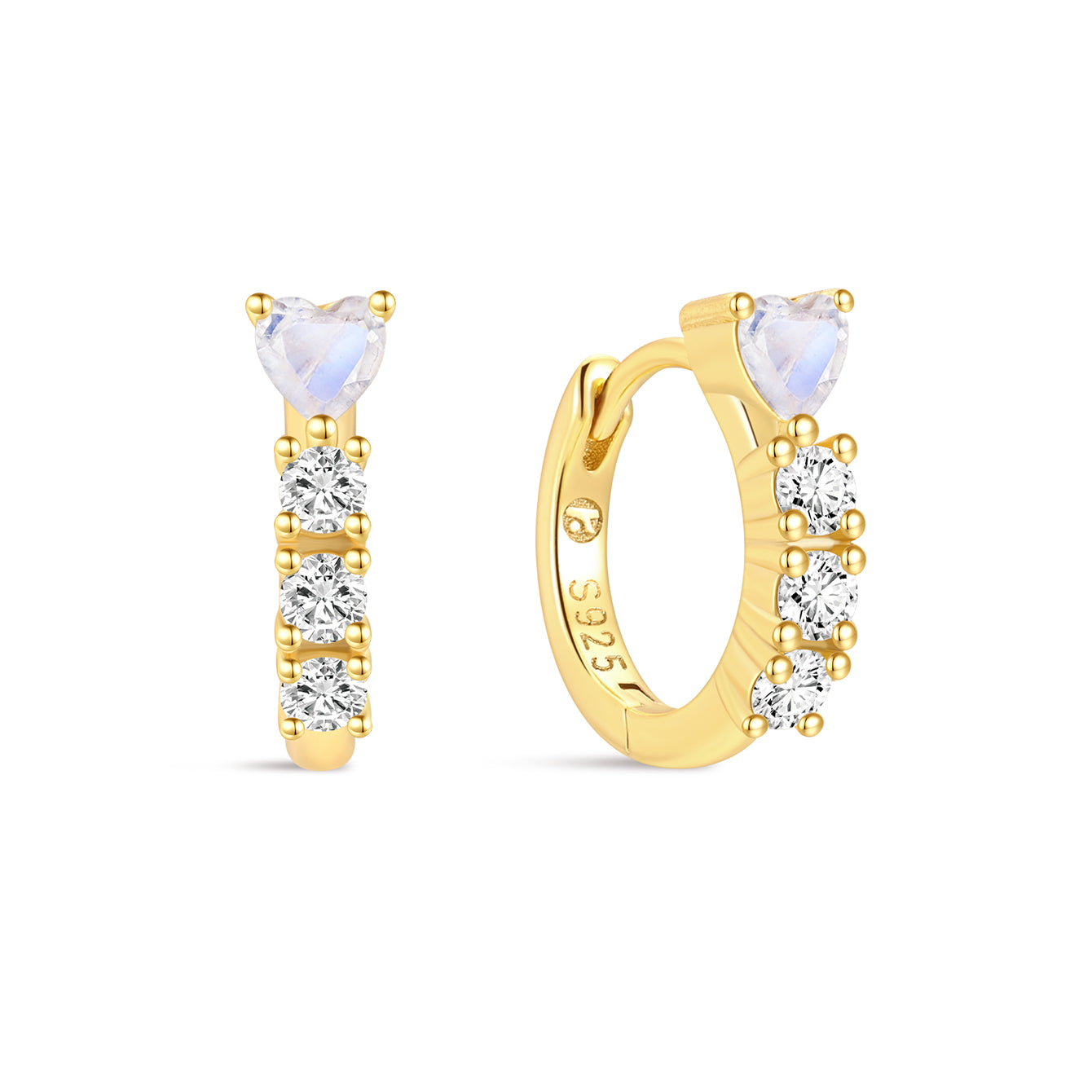 kosiner jewelry S925 Love Moonstone Hoop Earrings