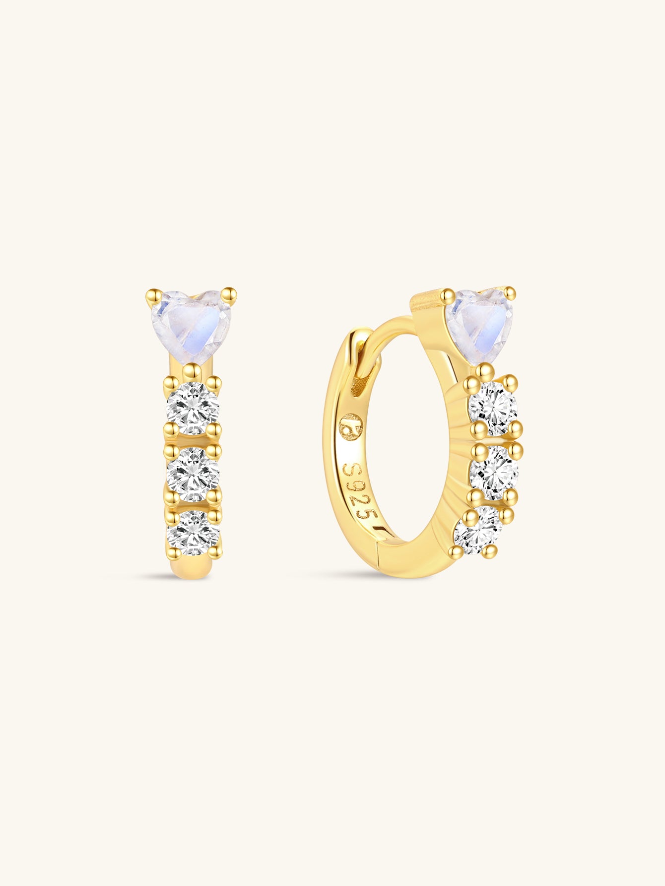 kosiner jewelry S925 Love Moonstone Hoop Earrings
