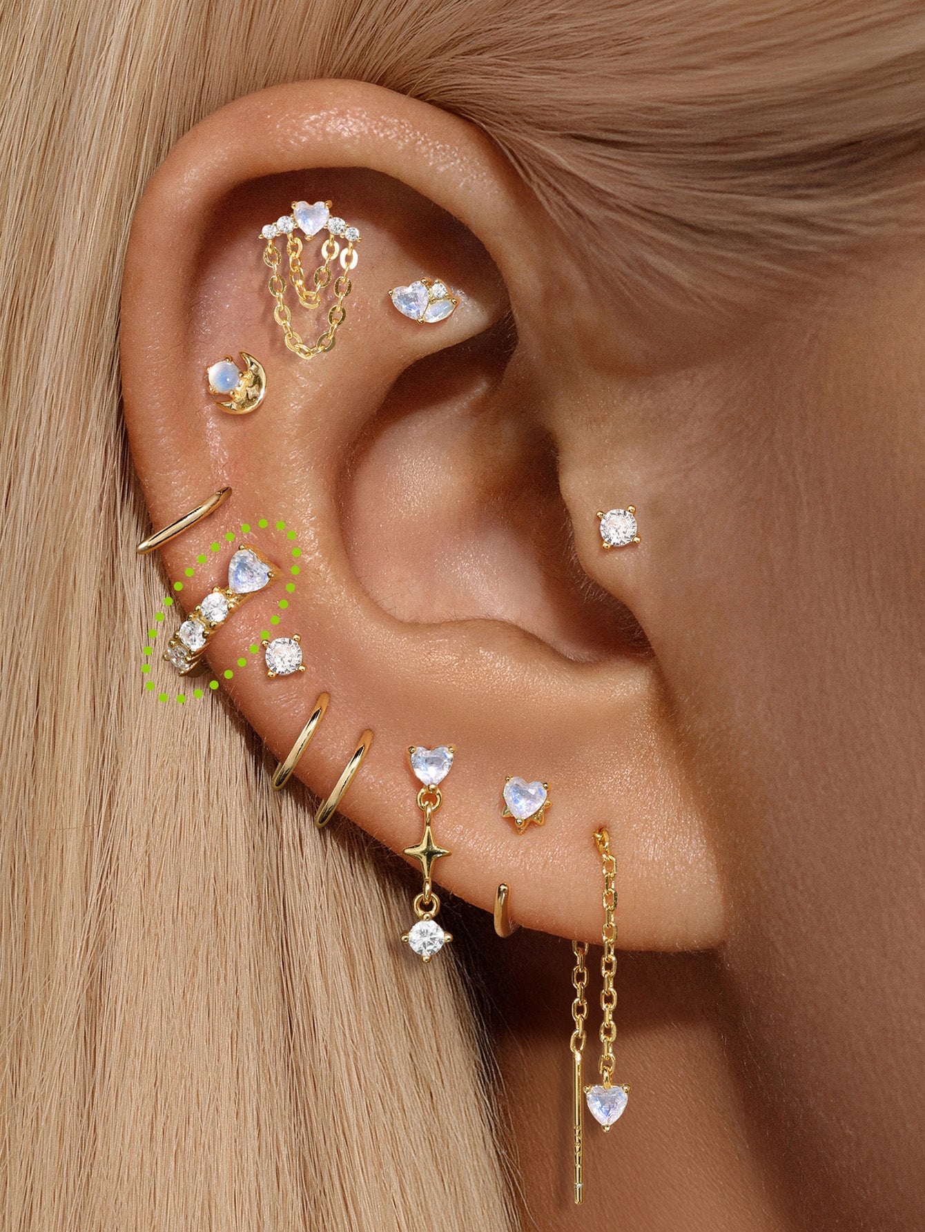 kosiner jewelry S925 Love Moonstone Hoop Earrings