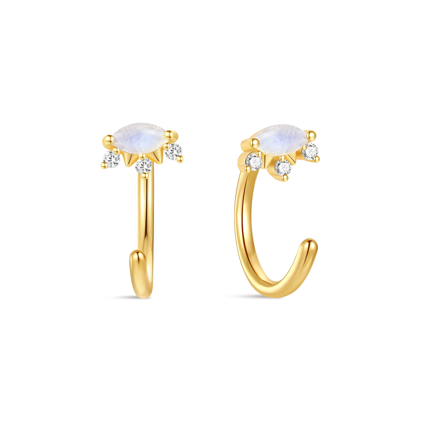 kosiner jewelry S925 Devil's Eye Moonstone Open Huggies Earrings