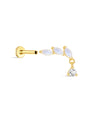 kosiner jewelry S925 Classic Three Marquise Moonstone Flatback Stud