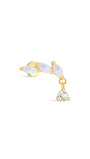 kosiner jewelry S925 Classic Three Marquise Moonstone Flatback Stud