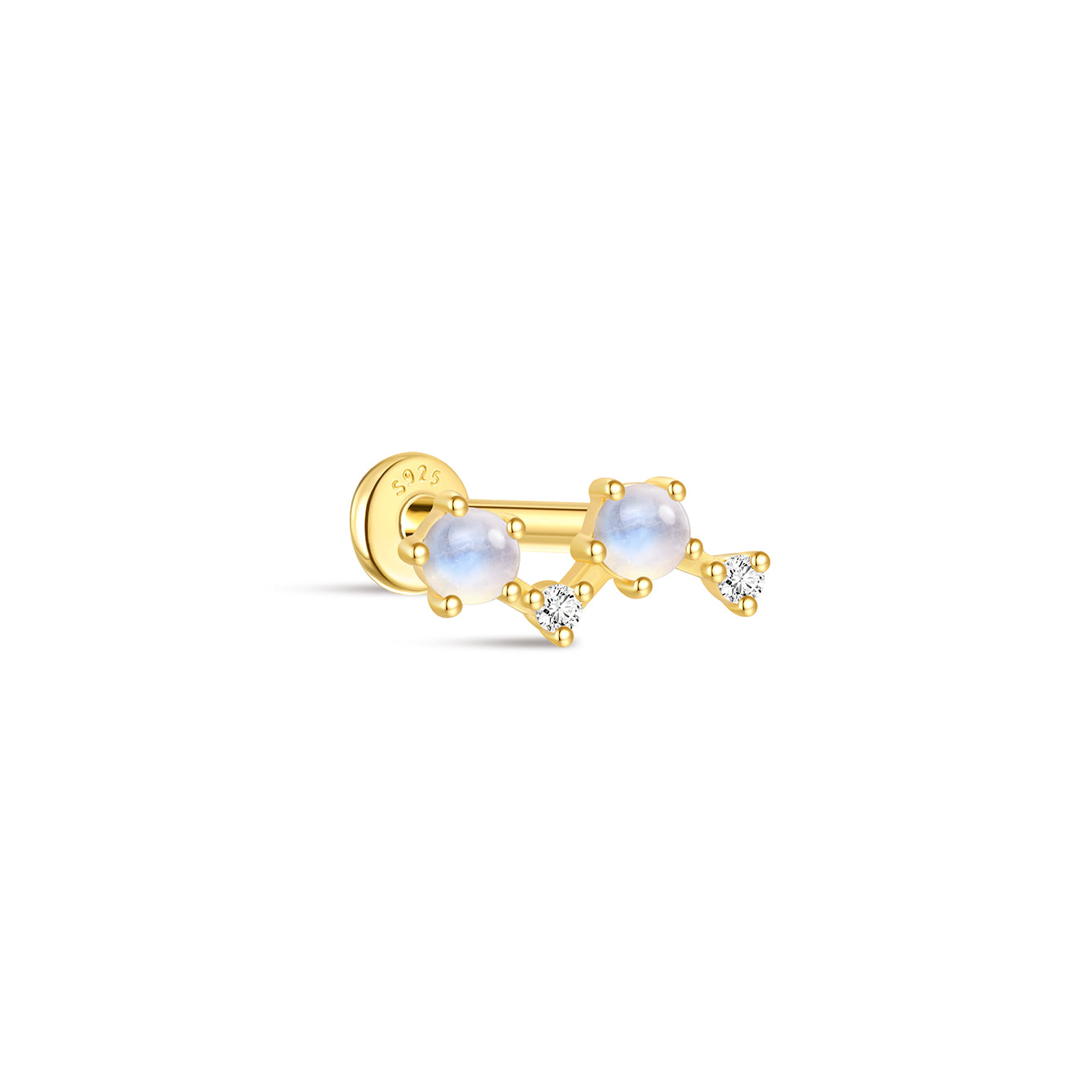 kosiner jewelry S925 Cluster Moonstone Flatback Stud