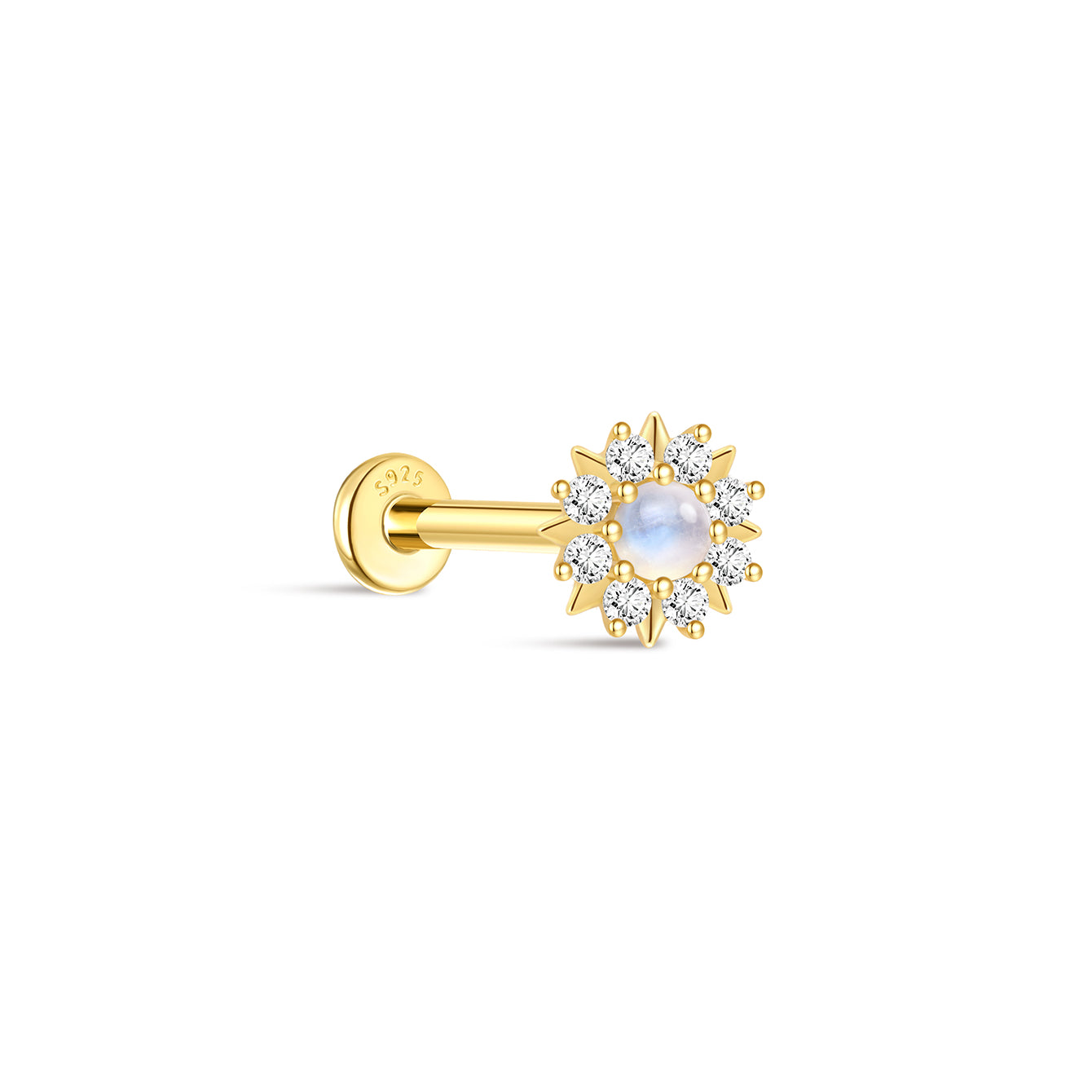 kosiner jewelry S925 Classic Star Moonstone Flatback Stud