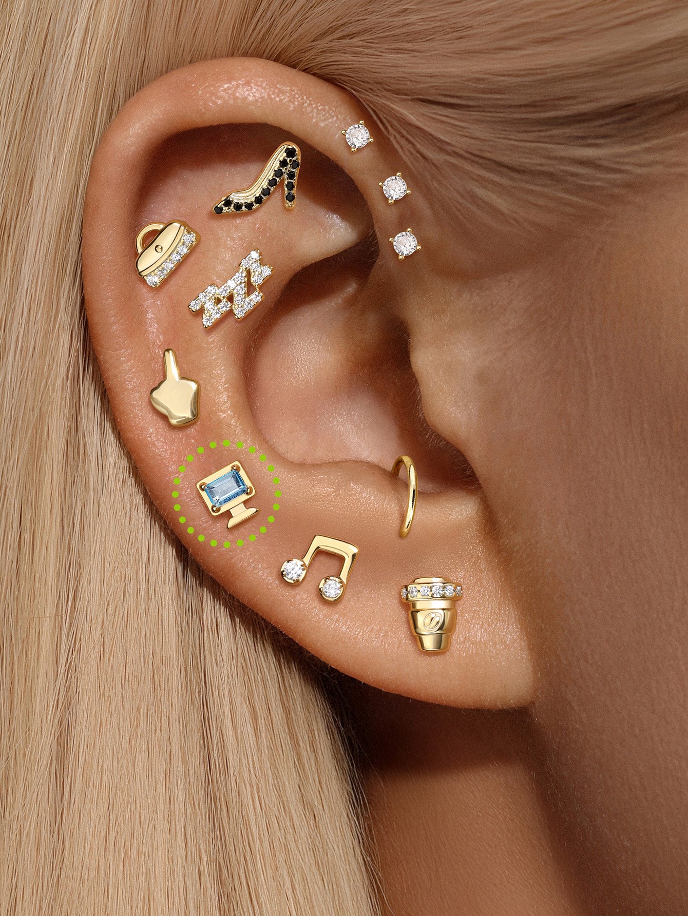 925 Sterling Silber Cité Digital Aqua Blue CZ Flatback