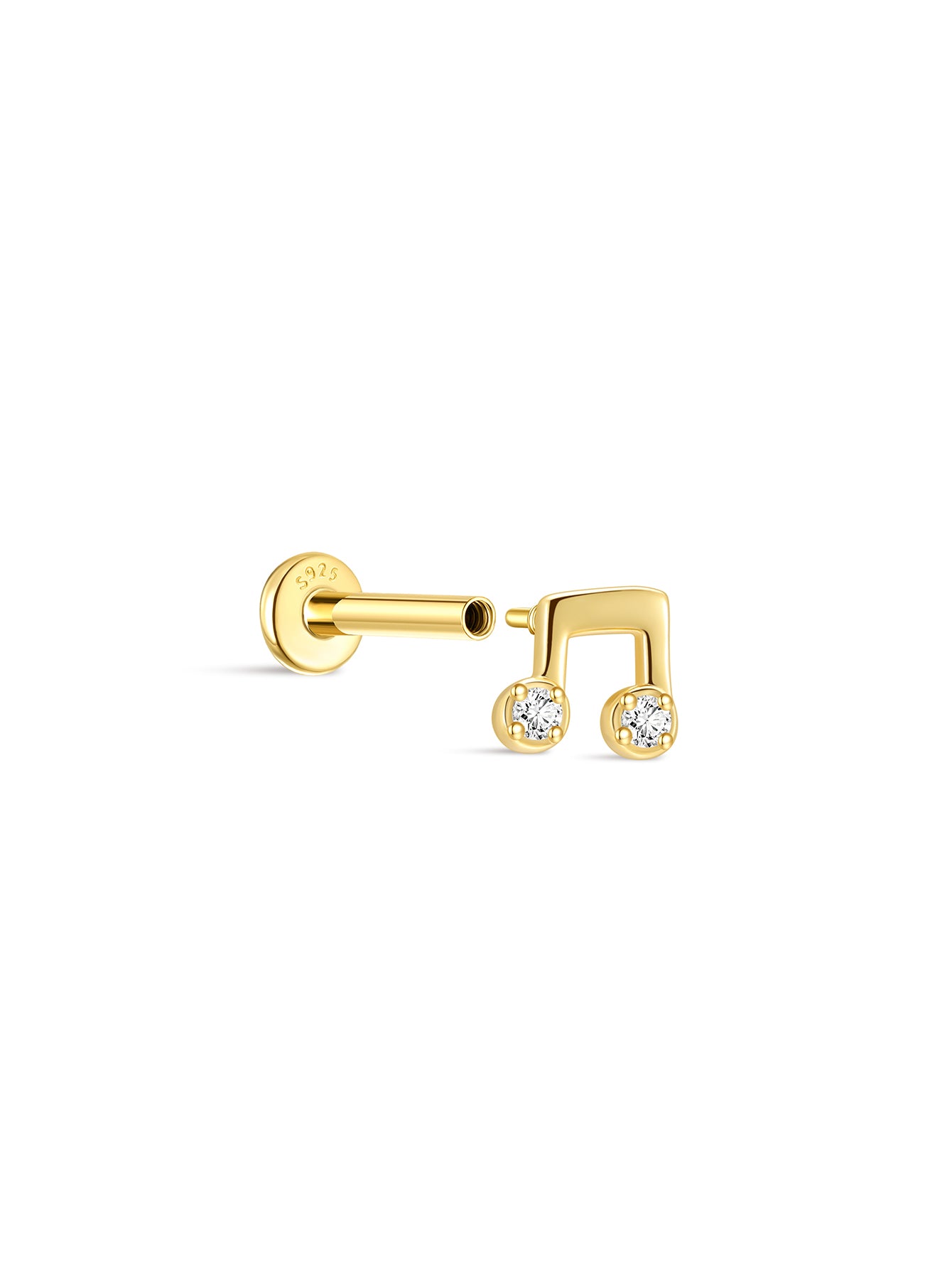 925 Sterling Zilver Cité Melody Note CZ Stud