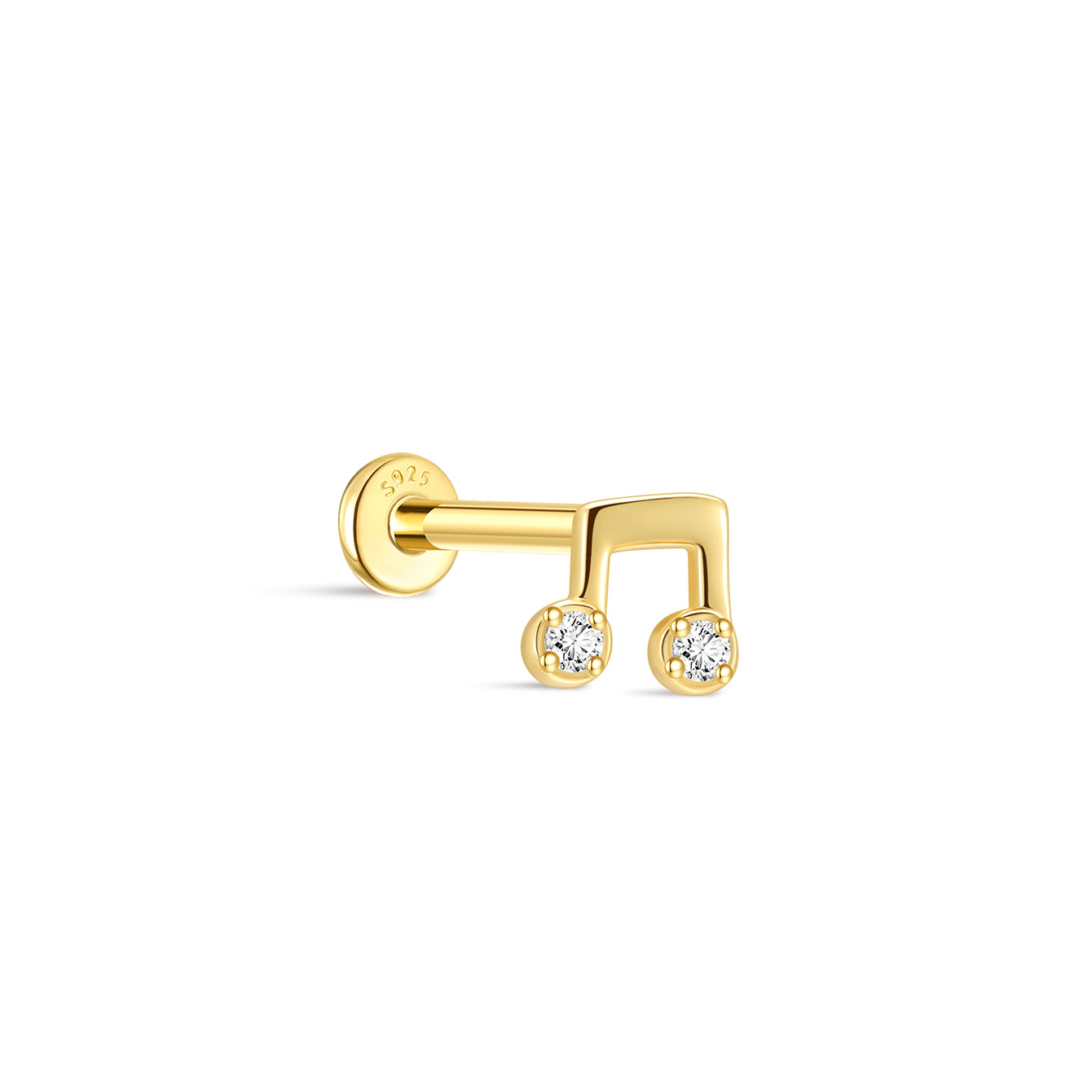 925 Sterling Zilver Cité Melody Note CZ Stud