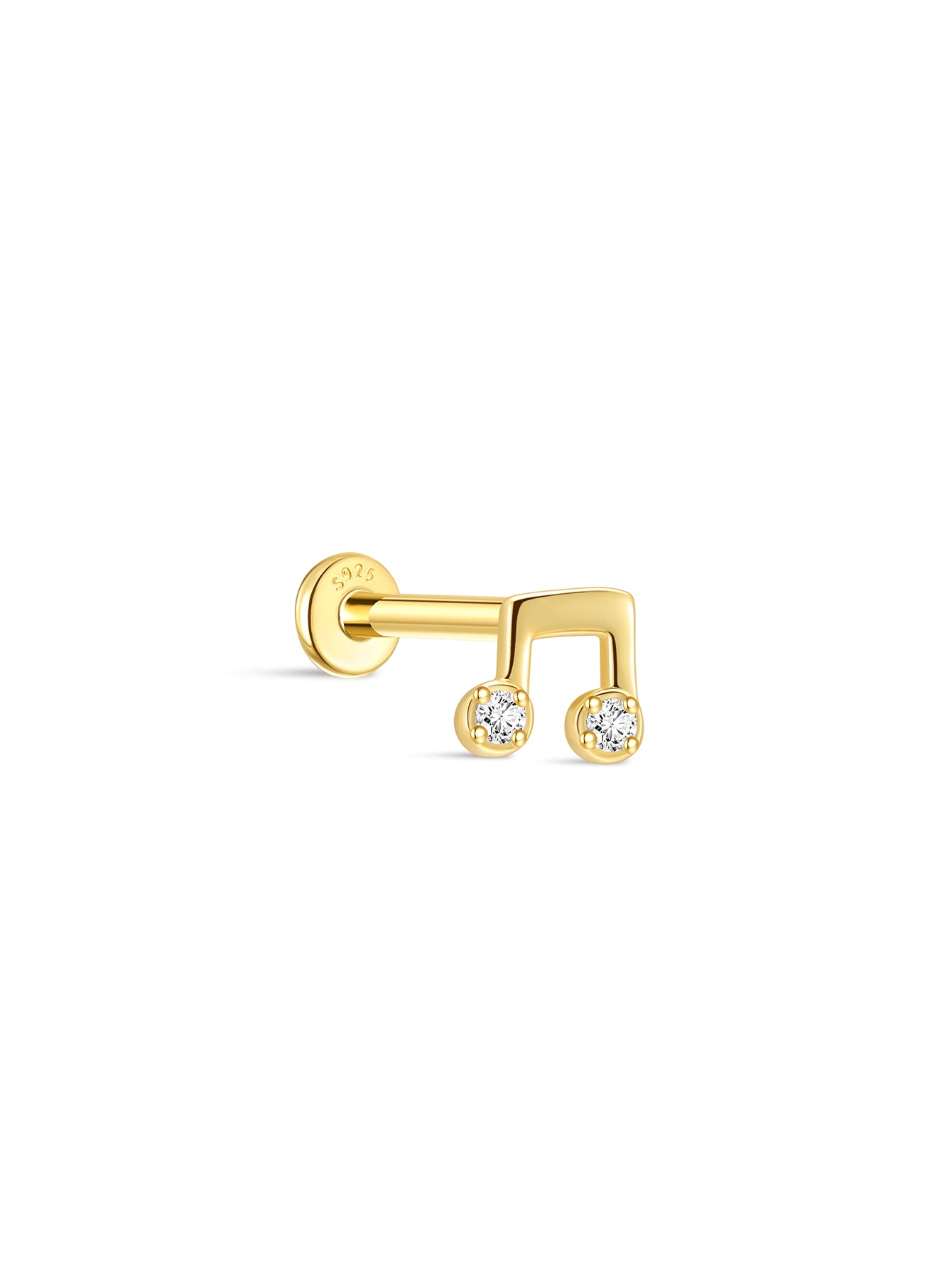 925 Sterling Zilver Cité Melody Note CZ Stud
