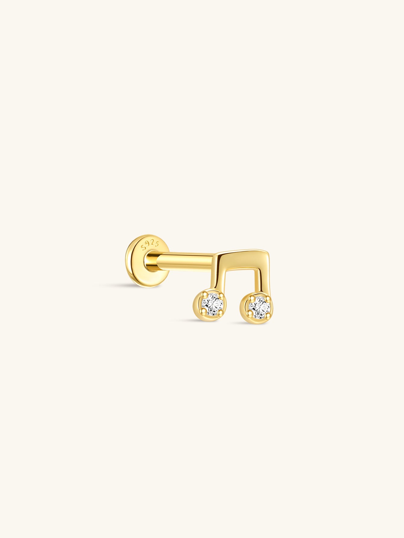 925 Sterling Zilver Cité Melody Note CZ Stud