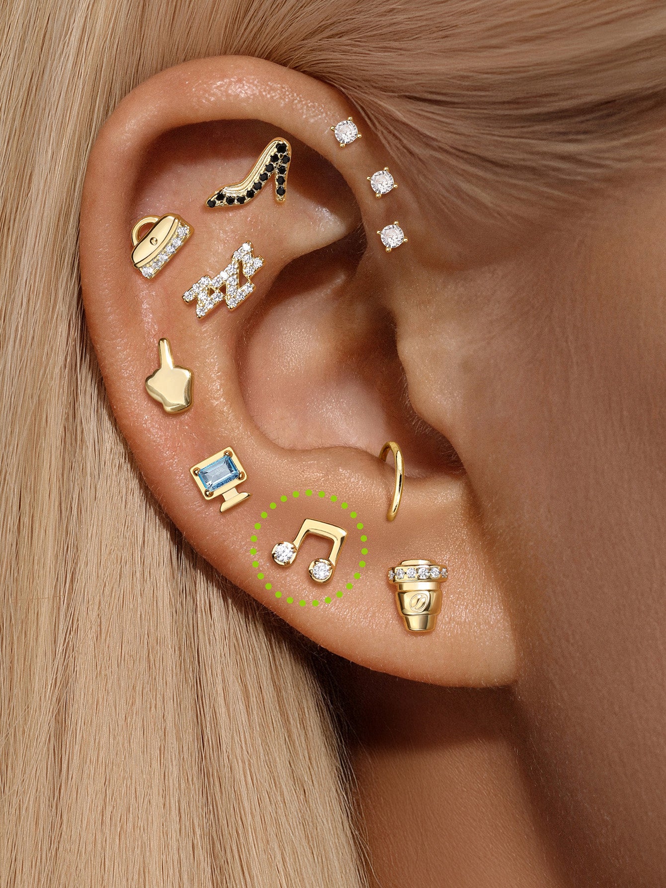 925 Sterling Zilver Cité Melody Note CZ Stud