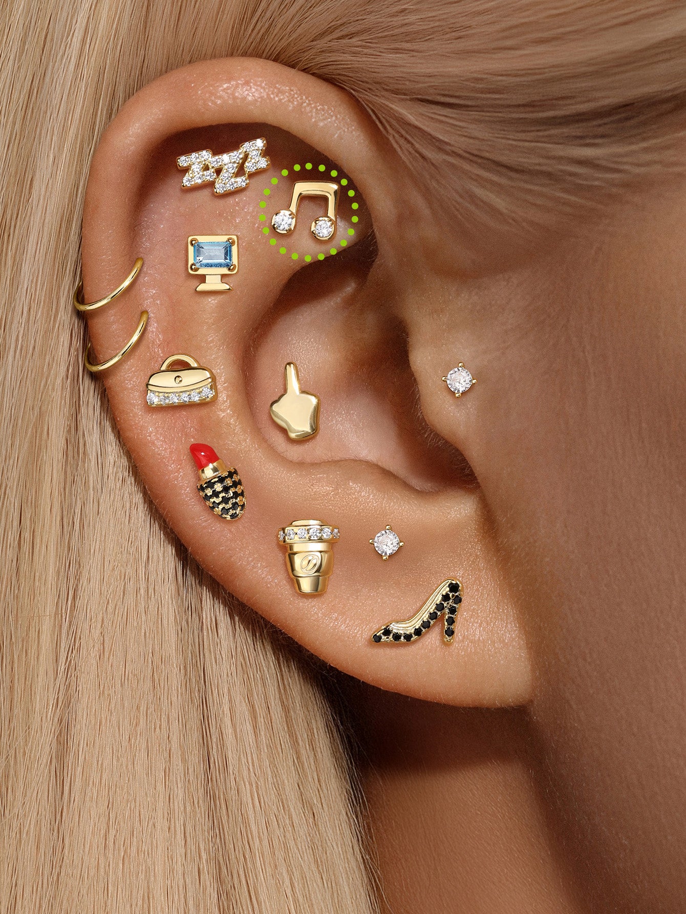 925 Sterling Zilver Cité Melody Note CZ Stud