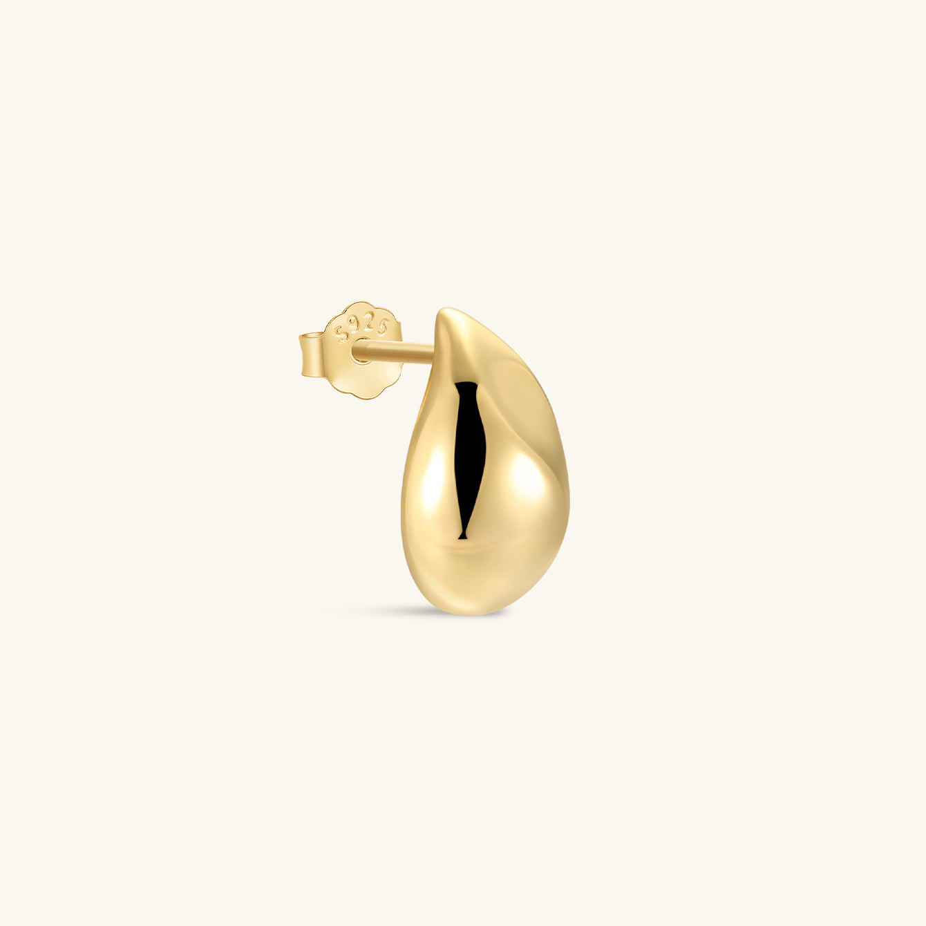 Kosiner Jewelry KOSINER Flow 18K Gold Vermeil Glossy Droplet Ear Piercing Stud