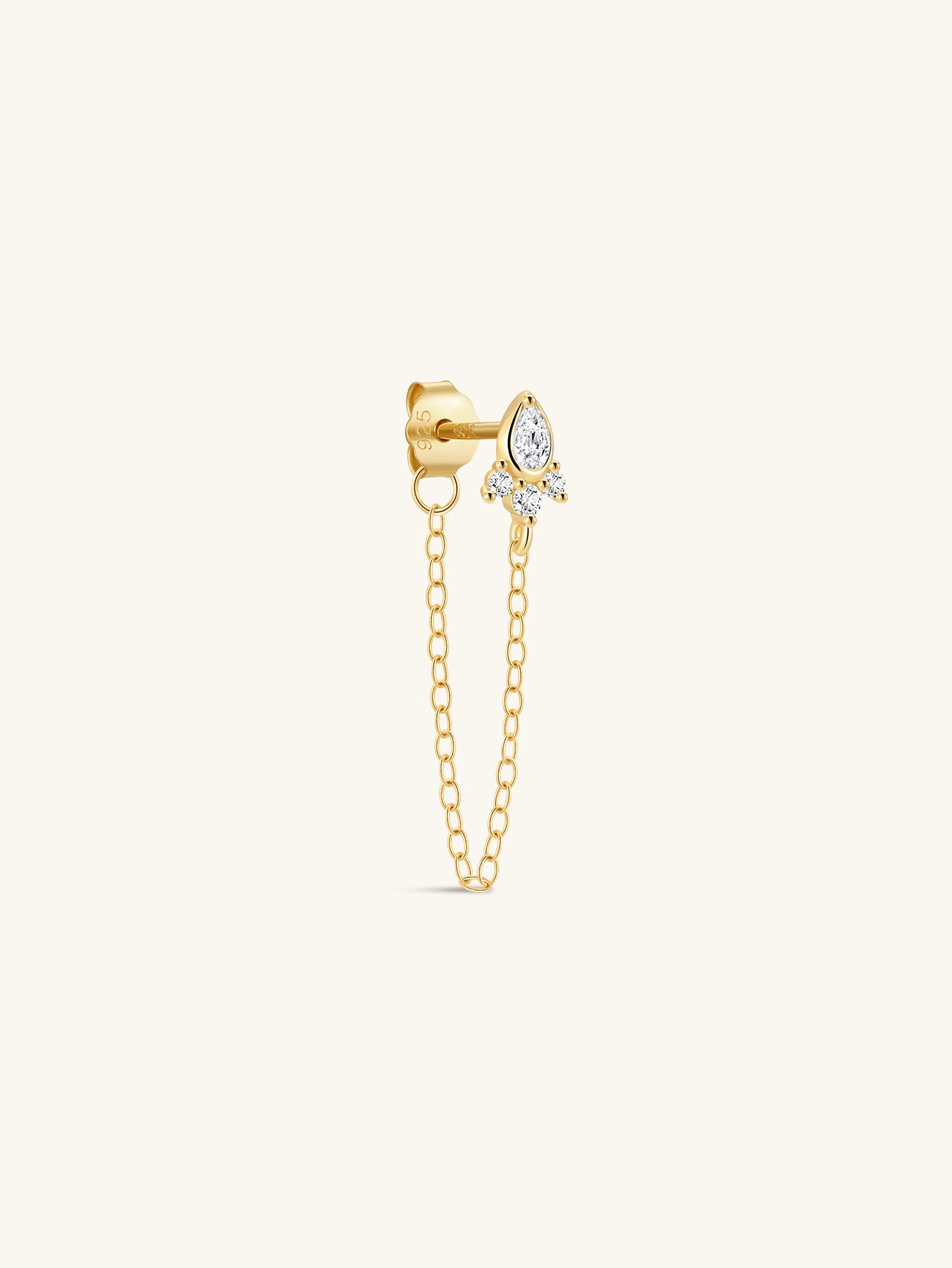 Kosiner Jewelry KOSINER Flow 18K Gold Vermeil Pear Chain Pendant Ear Piercing Stud