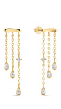 18k Gold Vermeil Flow Droplet Pendant Tassel Studs