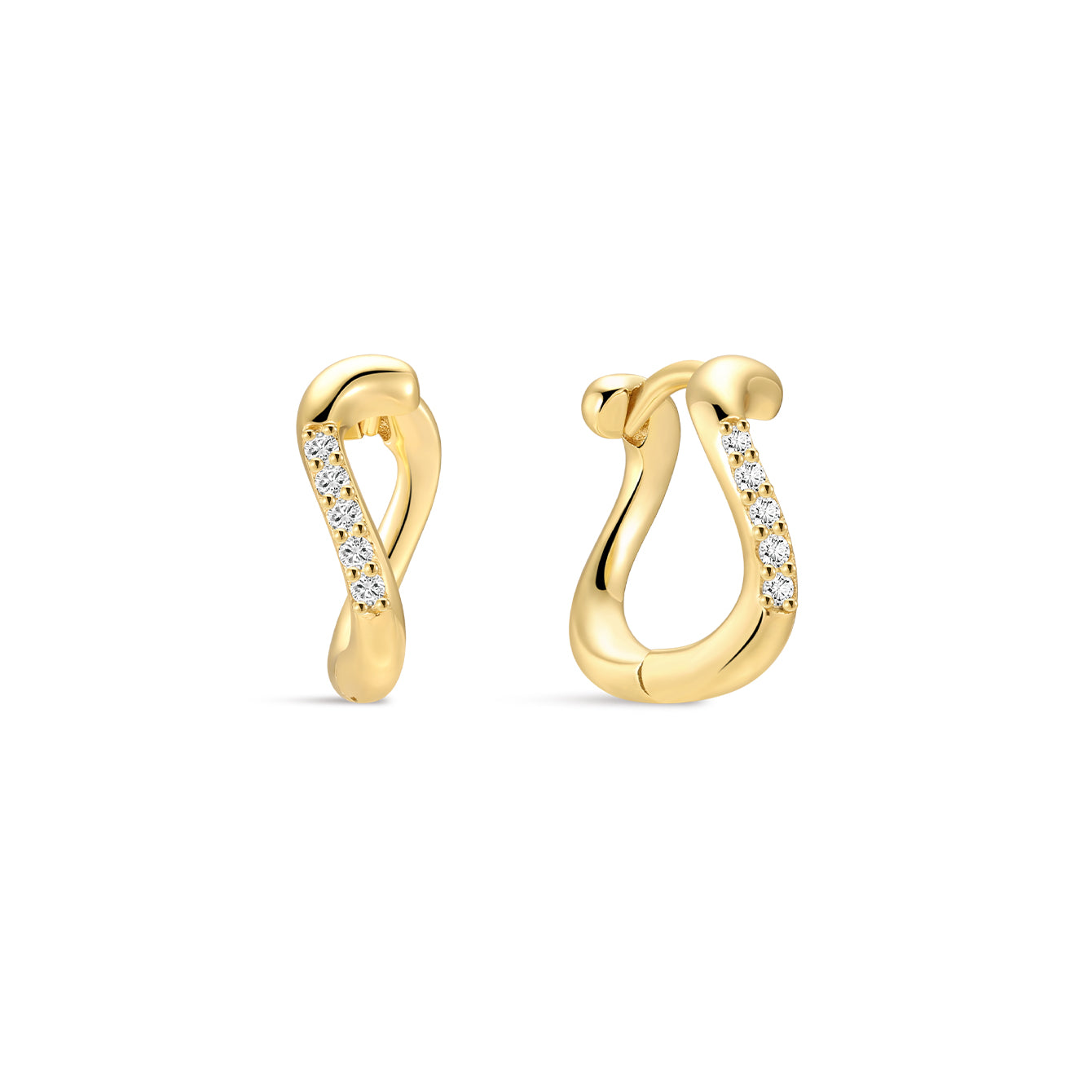 18K Gold Vermeil Flow CZ Hoops