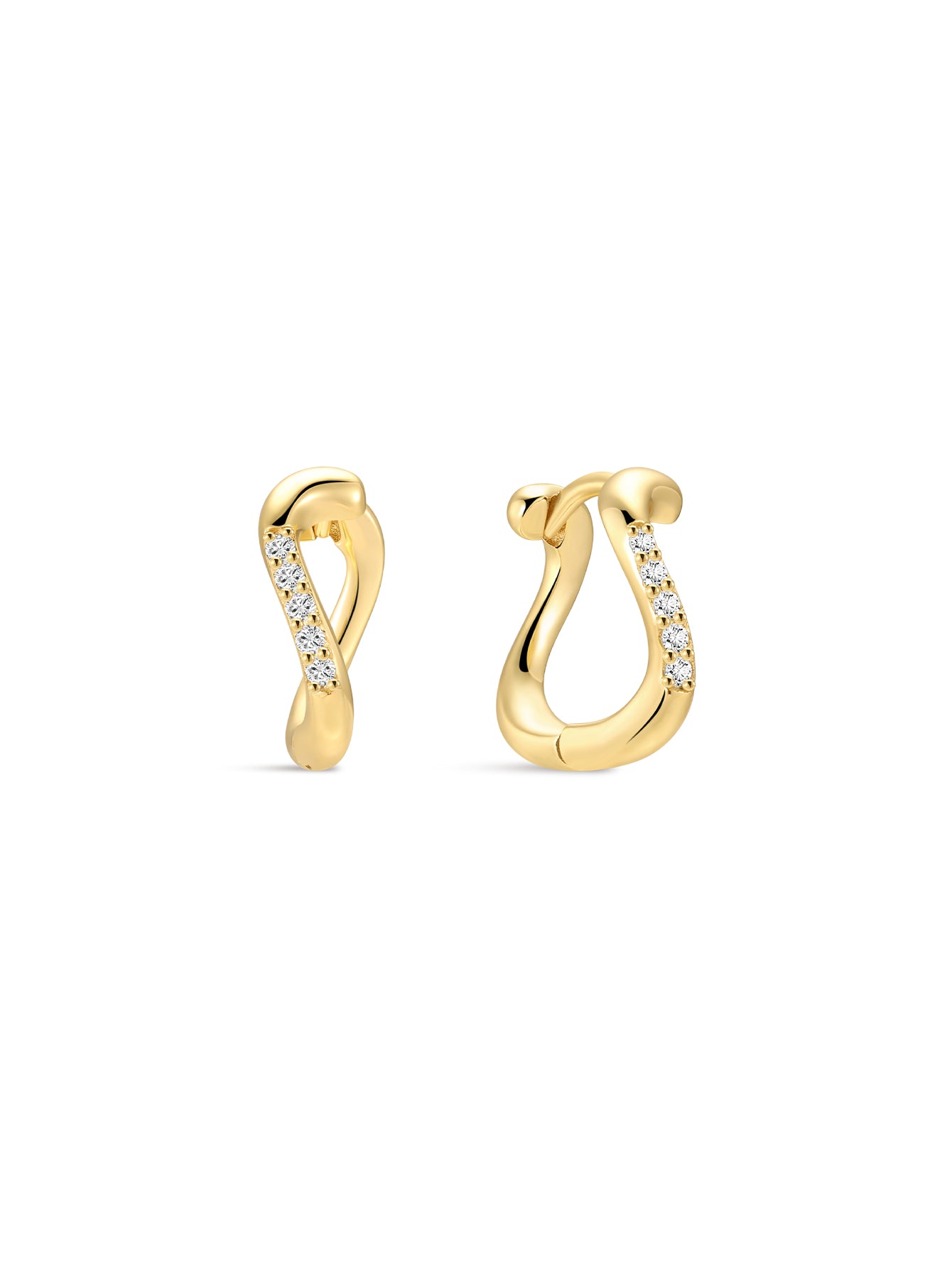18K Gold Vermeil Flow CZ Hoops