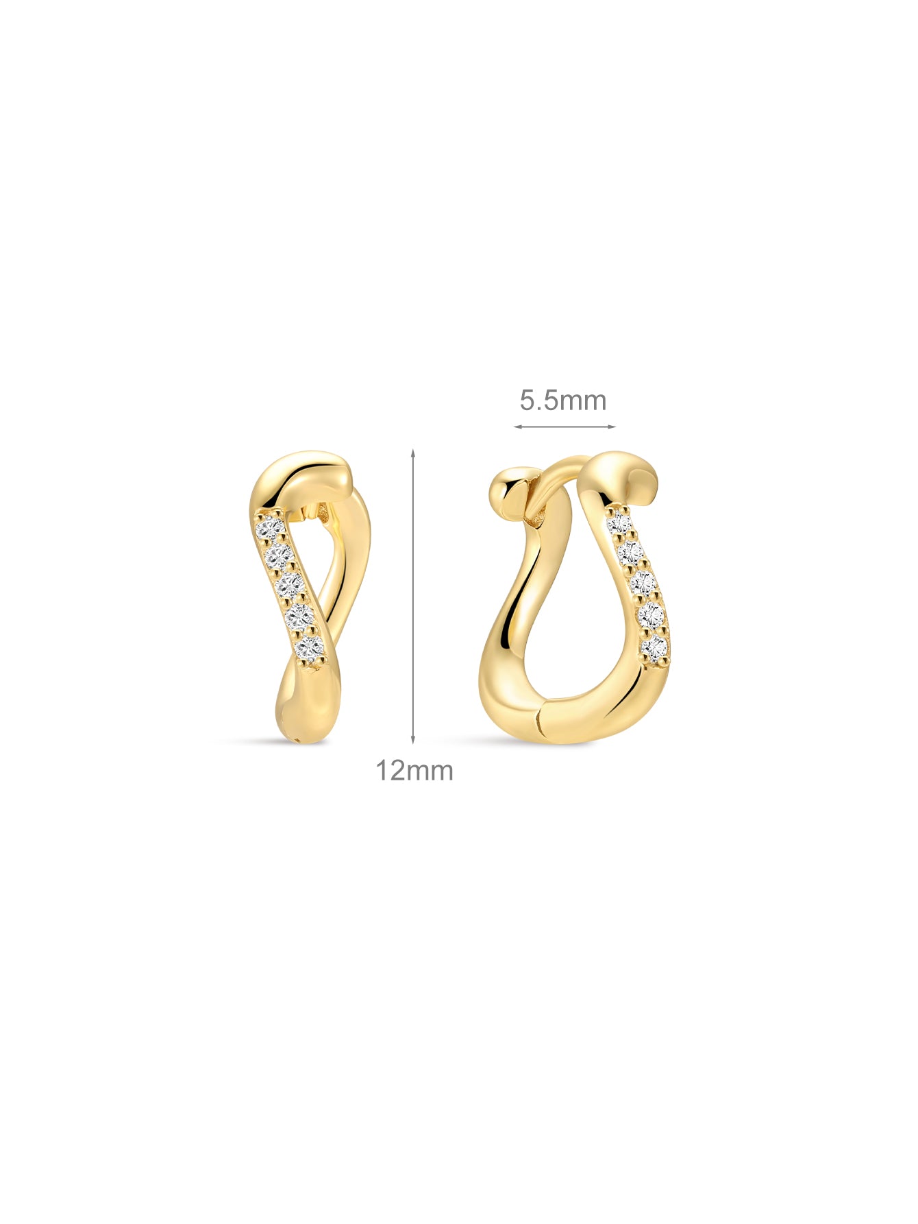 18K Gold Vermeil Flow CZ Hoops