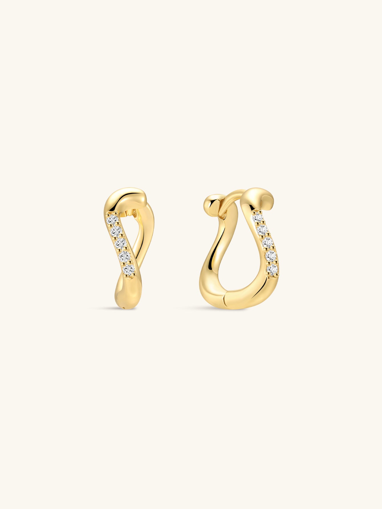 18K Gold Vermeil Flow CZ Hoops