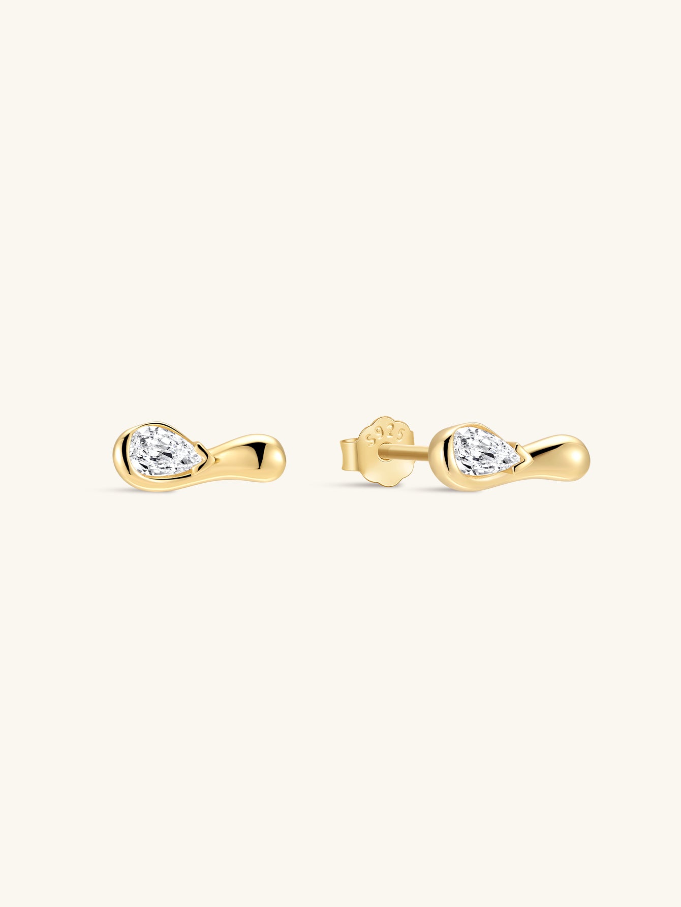 18K Gold Vermeil Flow Organic Droplet Studs