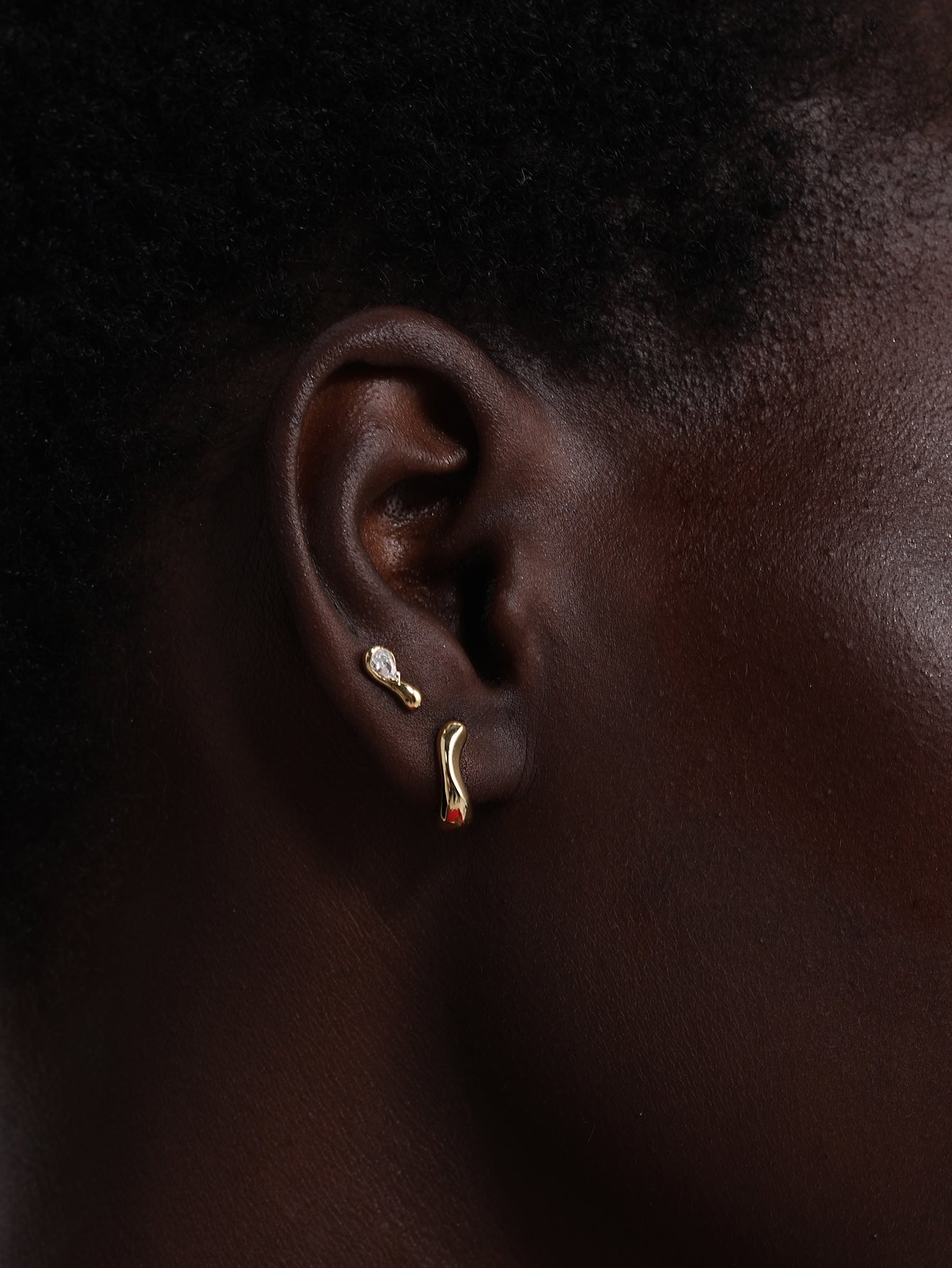 18K Gold Vermeil Flow Organic Droplet Studs