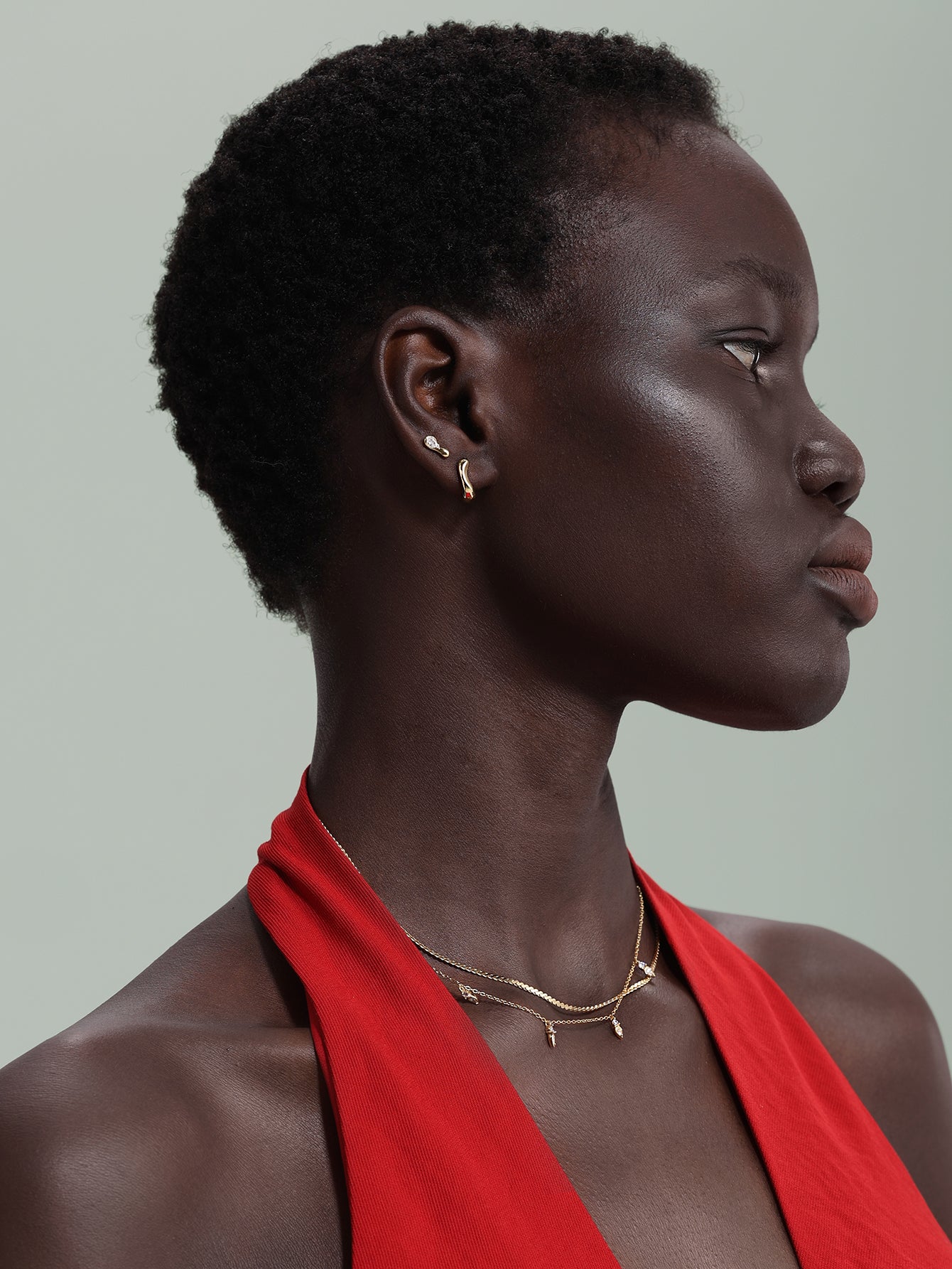 Pinos de gotas orgânicas de fluxo vermeil em ouro 18K