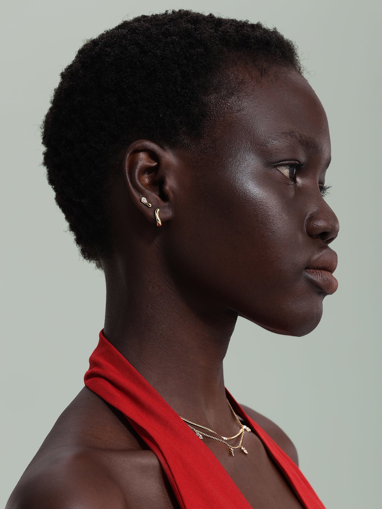 Pinos de gotas orgânicas de fluxo vermeil em ouro 18K