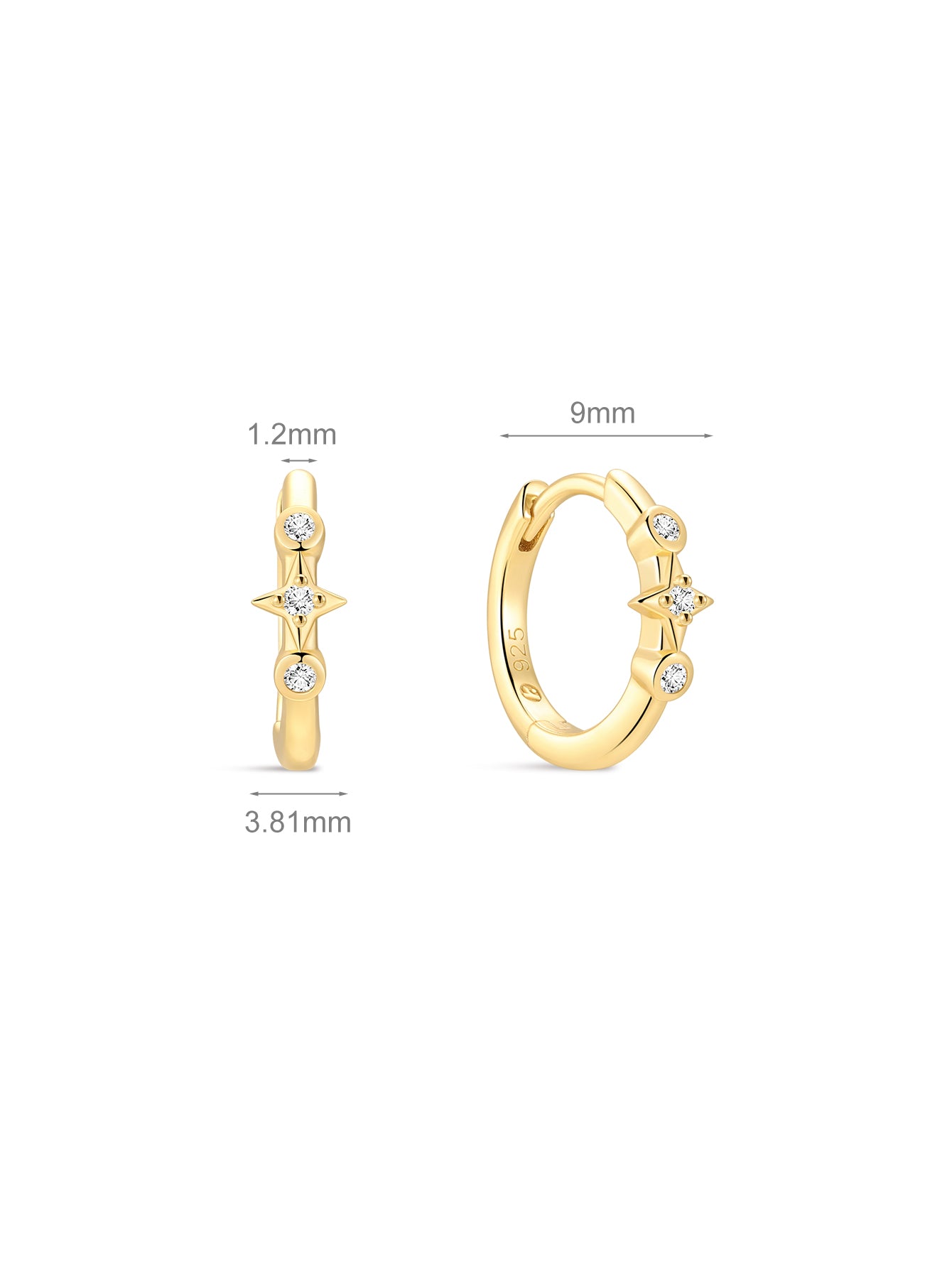 Étoile CZ Hoops in 18K Gold Vermeil
