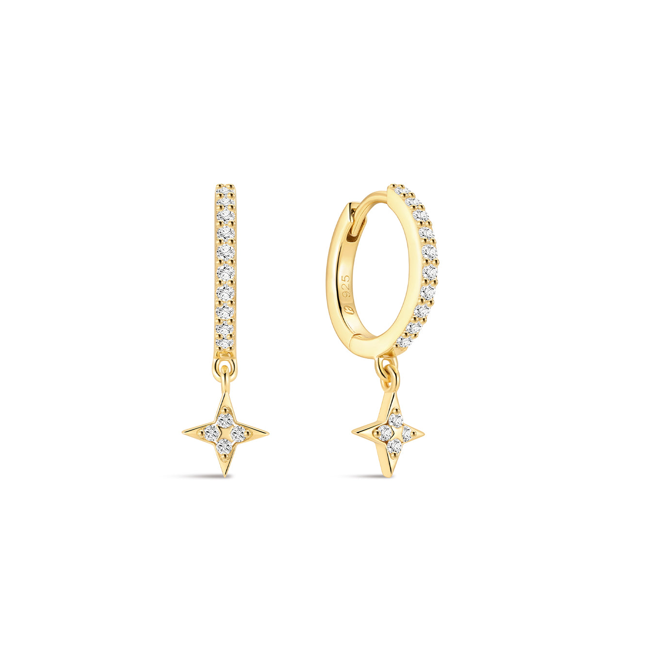 Étoile Pavé CZ Pendant Hoops in 18K Gold Vermeil